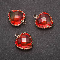 Підвіска "Серце" Помаранчево-жовтий колір, золотиста оправа 16х20мм купити біжутерію оптом в інтернеті