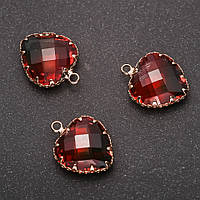 Підвіска "Серце" Червоно-зелений колір, золотиста оправа 16х20мм купити біжутерію оптом в інтернеті