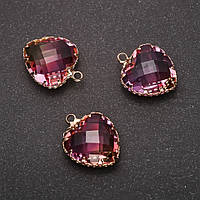 Підвіска "Серце" Рожево-жовтий колір, золотиста оправа 16х20мм купити біжутерію оптом в інтернеті