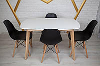 Комплект кухонной мебели Onto Винцензо 120 белый прямоугольный стол + 4 черных стула