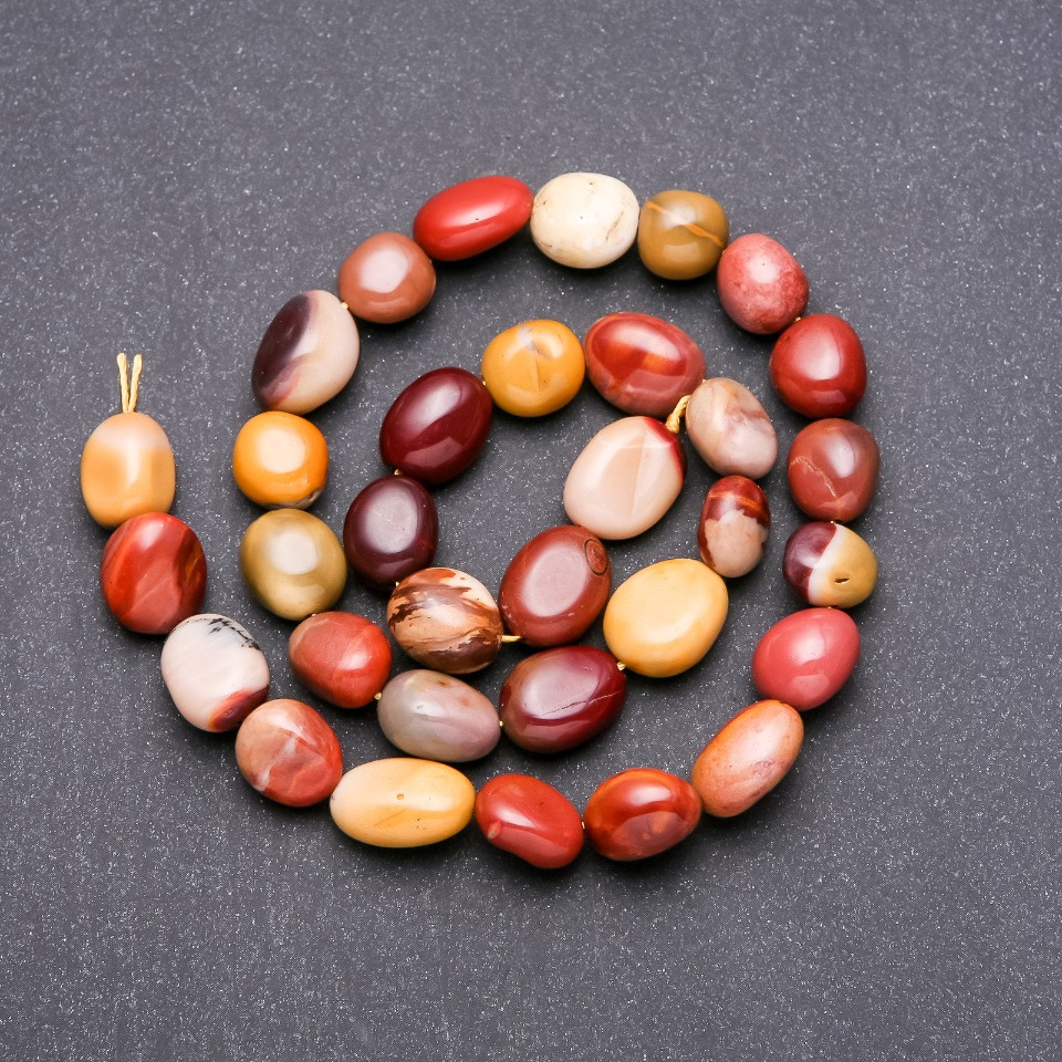 Намистини Яшма Мукаит галтівка d-8х10 (+ -) мм L-38см купити біжутерію дешево оптом в інтернеті