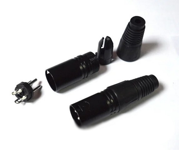 Штекер CANON (XLR) 3pin, під шнур, корпус метал.,чорний
