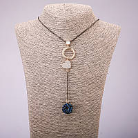 Підвіска зі стразами на довгому ланцюжку метал "чорне золото" d-113х23мм L-70см купити біжутерію оптом в інтернеті