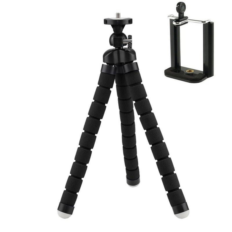 Штатив настільний гнучкий, трипод + тримач для телефона Alitek Flexible Sponge Long Black
