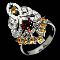 Серебряное кольцо с турмалином коричневым Дравит, 1463КЦТ