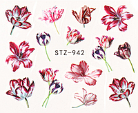Слайдер дизайн для маникюра и ногтей на водной основе STZ-942 цветы