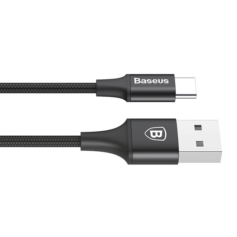 Кабель USB Type-C Baseus з підсвічуванням для заряджання і передачі даних (Чорний, 0.25 м)