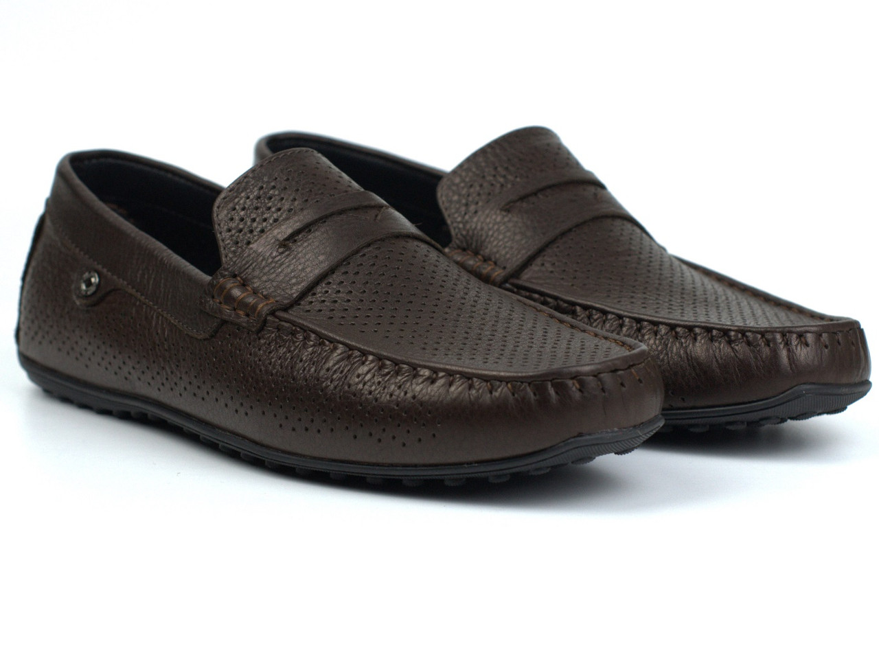 Мокасини чоловічі коричневі шкіряні перфорація літнє взуття великих розмірів ETHEREAL BS ChelseaBrownPerfLeath