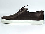 Взуття великих розмірів чоловіча літні кросівки коричневі шкіряні кеди перфорація Rosso Avangard Brown&White, фото 2