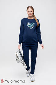 Утеплений спортивний костюм для вагітних і годуючих Darina XS Юла Мама Синій
