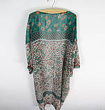 Розмір 52 (2XL). Пляжна жіноча накидка, коричнево-зелене парео для пляжу, жіночий шифоновий халат, фото 5