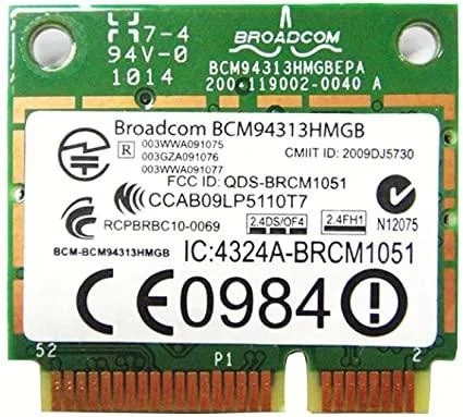 Wi-fi+BT модуль HalfSize Mini pcie Broadcom bcm94313hmgb, BRCM1051 802.11 b,g,n, 150Mbps