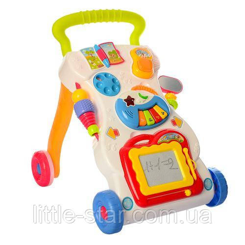 Дитячі ходунки музичні-каталка HE0801,ігрова панель,дошка для малювання