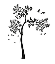 Наклейка на стіну Високое дерево з пташками, фото 4