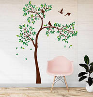 Наклейка на стену Высокое дерево с птичками