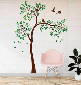 Наклейка на стіну Високое дерево з пташками