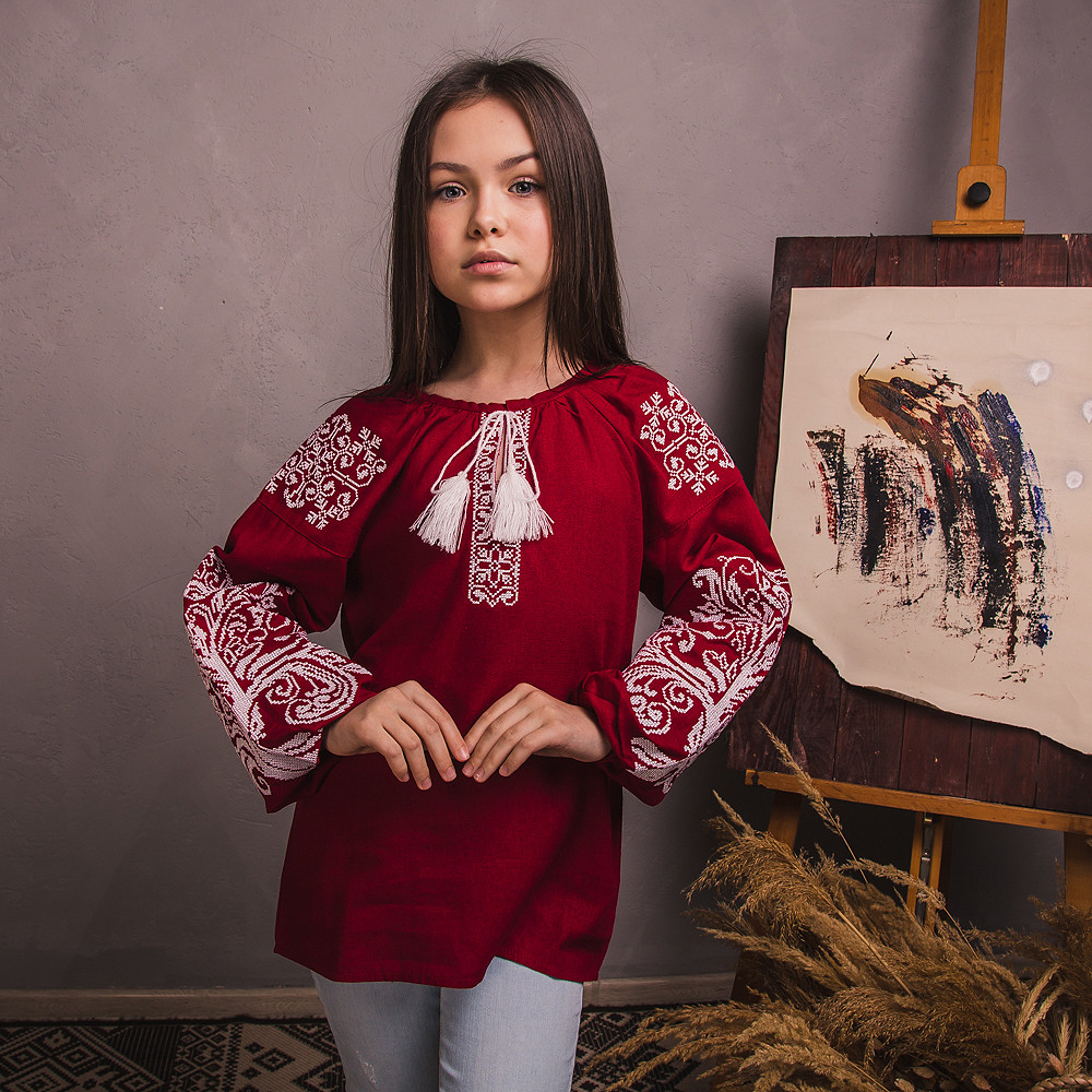 Вишиванка Moderika Дерево Життя бордова з білою вишивкою