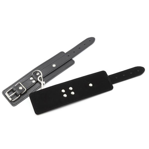 Black red multi-studded tied handcuffs | Puls69, фото 1