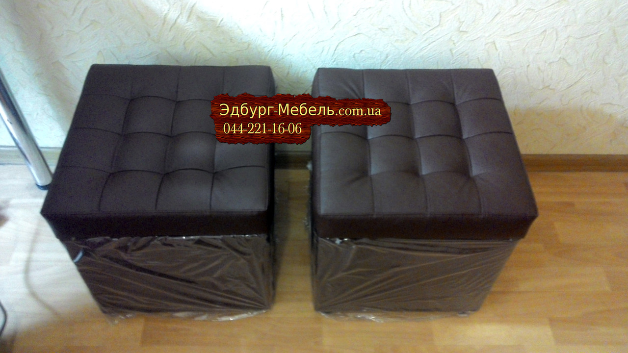 Пуф "Королівський" із шухлядою коричневий екошкіра