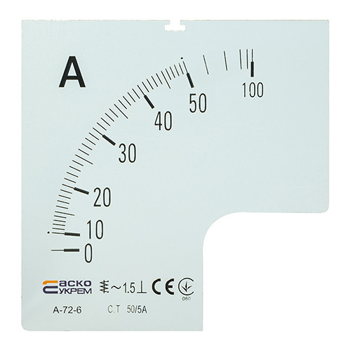 Шкала для стрільцевого амперметра АСКО-УКРЕМ 50/5А для А-72-6 (A0190010068)