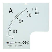 Шкала для стрільцевого амперметра АСКО-УКРЕМ 300/5А для А-72-6 (A0190010072)