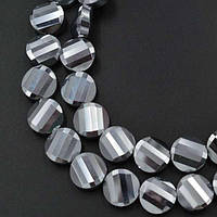 Бусини з кришталю, круглі, плоскі, колір срібло, розмір 14х5 мм (24 шт.)