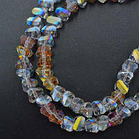 Бусини з кришталю, грановані, колір сірий із гальванічним покриттям, розмір 8х4 мм (100 шт.)