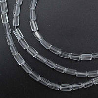 Намистини з кришталю, прямокутні, гранчасті, колір білий прозорий, розмір 6х3 мм (80 шт)