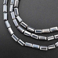 Бусини з кришталю 6,5х3 мм 80 шт прямокутні з огранкою кольору срібло