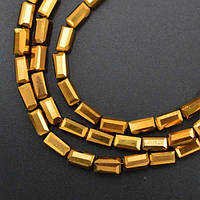 Бусини з кришталю 6,5х3 мм 80 шт прямокутні з огранкою колір золото