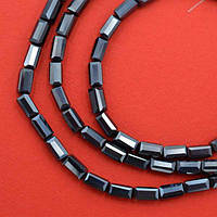 Бусини з кришталю 6,5х3 мм 80 шт. прямокутні з огранкою колір чорний із синім блиском