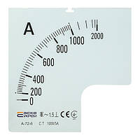 Шкала для стрільцевого амперметра АСКО-УКРЕМ 1000/5А для А-72-6 (A0190010077)