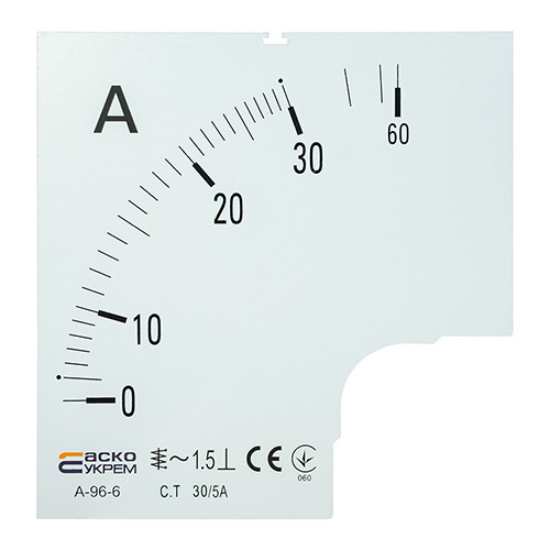 Шкала для стрільцевого амперметра АСКО-УКРЕМ 30/5А для А-96-6 (A0190010079)