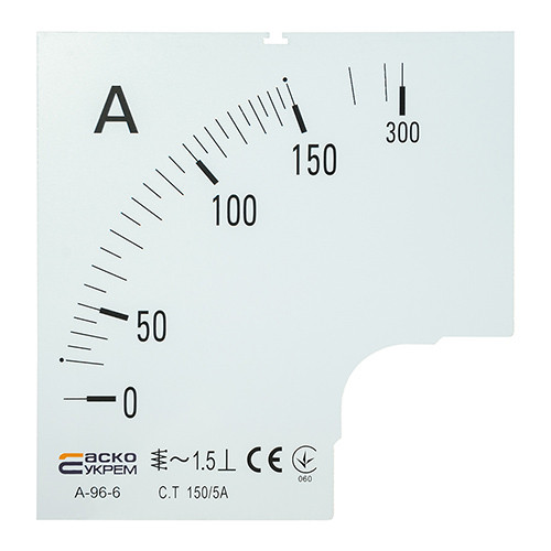 Шкала для стрільцевого амперметра АСКО-УКРЕМ 150/5А для А-96-6 (A0190010082)