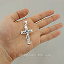 Срібний чоловічий хрестик кулон. Православний хрест спаси збережи, фото 3