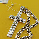 Срібний чоловічий хрестик кулон. Православний хрест спаси збережи, фото 9