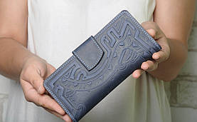 Шкіряний гаманець ручної роботи, якісний клатч-гаманець