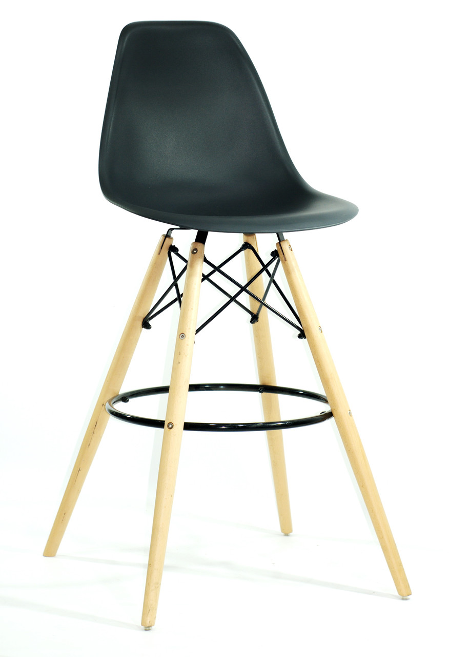 Барний стілець Нік Nik Бар 75 антрацит пластик + букові ніжки з підніжкою