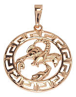 Кулон Xuping Позолота РО "Круглый Медальон Знак Зодиака Скорпион с меандровым узором"