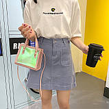 Жіноча прозора голографічна сумка на ремінці через плече крос-боді чорна, фото 6