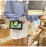 Жіноча прозора голографічна сумка на ремінці через плече крос-боді чорна, фото 5