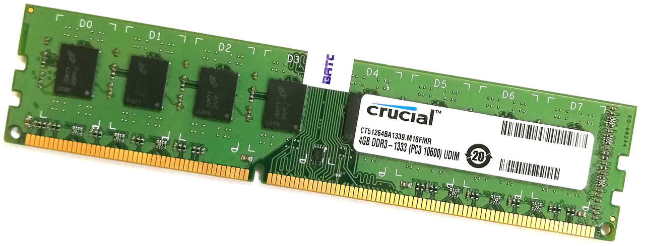 Оперативна пам'ять Crucial DDR3 4Gb 1333MHz PC3-10600U 2R8 CL9 (CT51264BA1339.M16FMR) Б/В