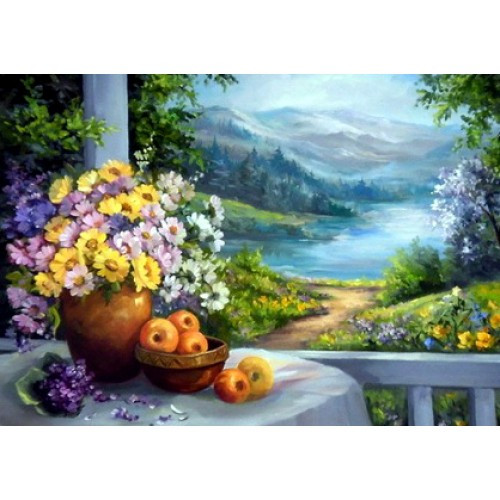 Алмазна мозаїка Гірський пейзаж My-Art TN363 (40 x 50 см) на підрамнику