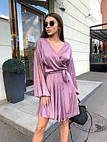 Шовкове плаття до коліна на захід із високою талією й декольте, фото 3