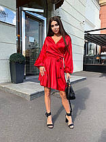 Шовкове плаття до коліна на захід із високою талією й декольте, фото 5