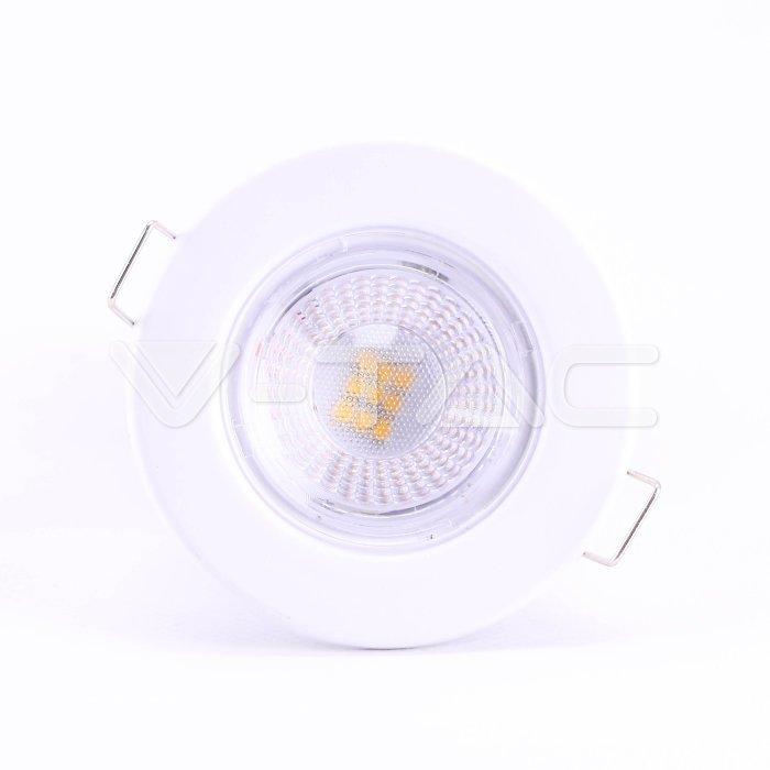 Точковий світильник LED V-TAC, 5W, 500Lm, 4000K, Ra>80, SAMSUNG CHIP, врізний, протипожежний, білий.