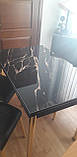 Розкладний стіл обідній кухонний комплект стіл і стільці 3D малюнок 3д "Блискавка золото" ДСП скло 70*110 Лотос-М, фото 2