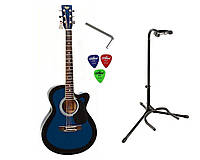 Набор акустическая гитара Bandes AG-831C BL 38+ стойка