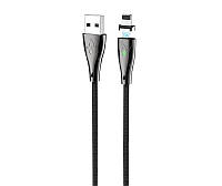 Кабель Usb Lightning HOCO U75 Blaze magnetic 3A 1.2m (метал.коннект,круглый,LED) Black