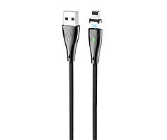 Кабель Usb Lightning HOCO U75 Blaze magnetic 3A 1.2m (круглий) Black